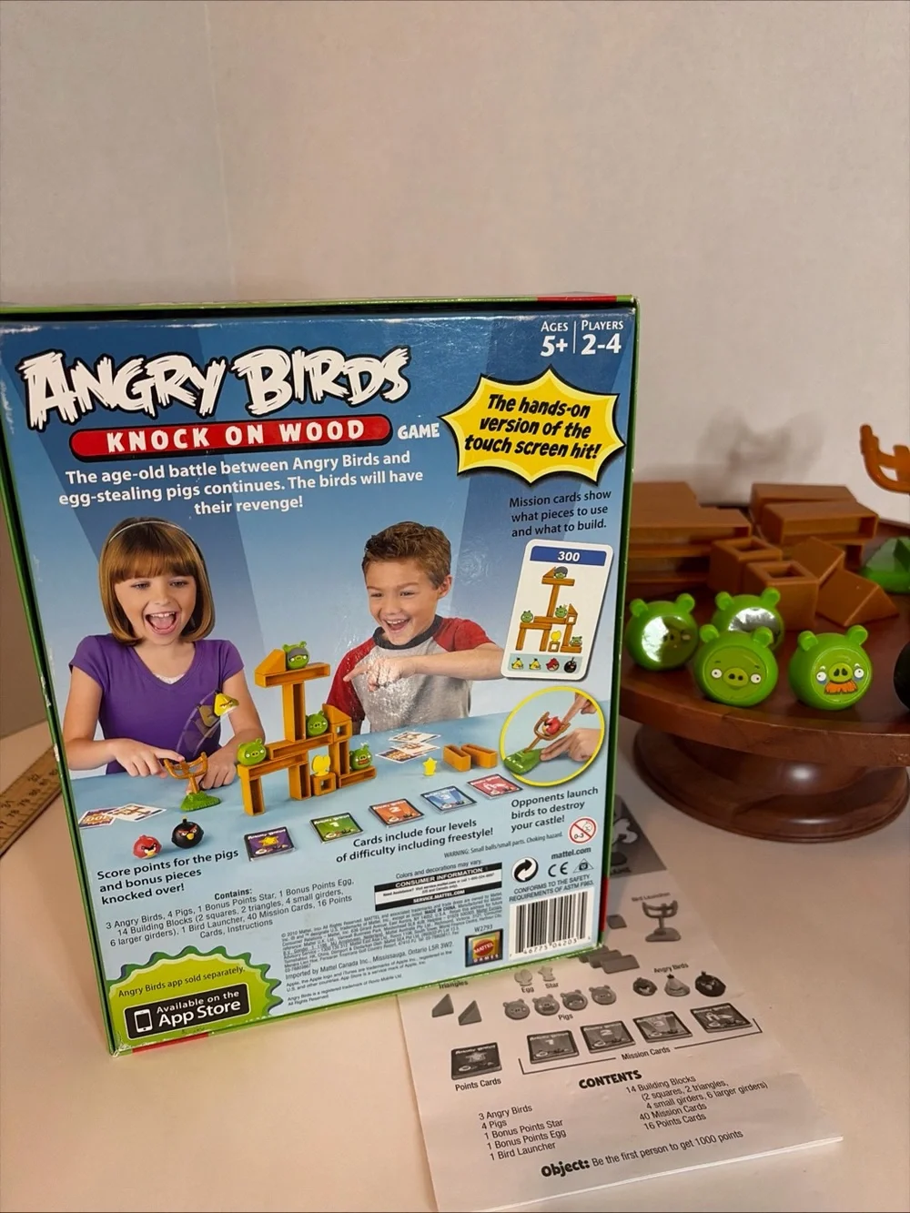 Angry Birds Knock on Wood Game Complete Mattel 2010 Instructions Age 5+ 2-4 Play